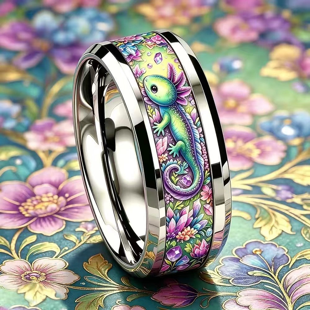 Colorful Salamander Floral Ring