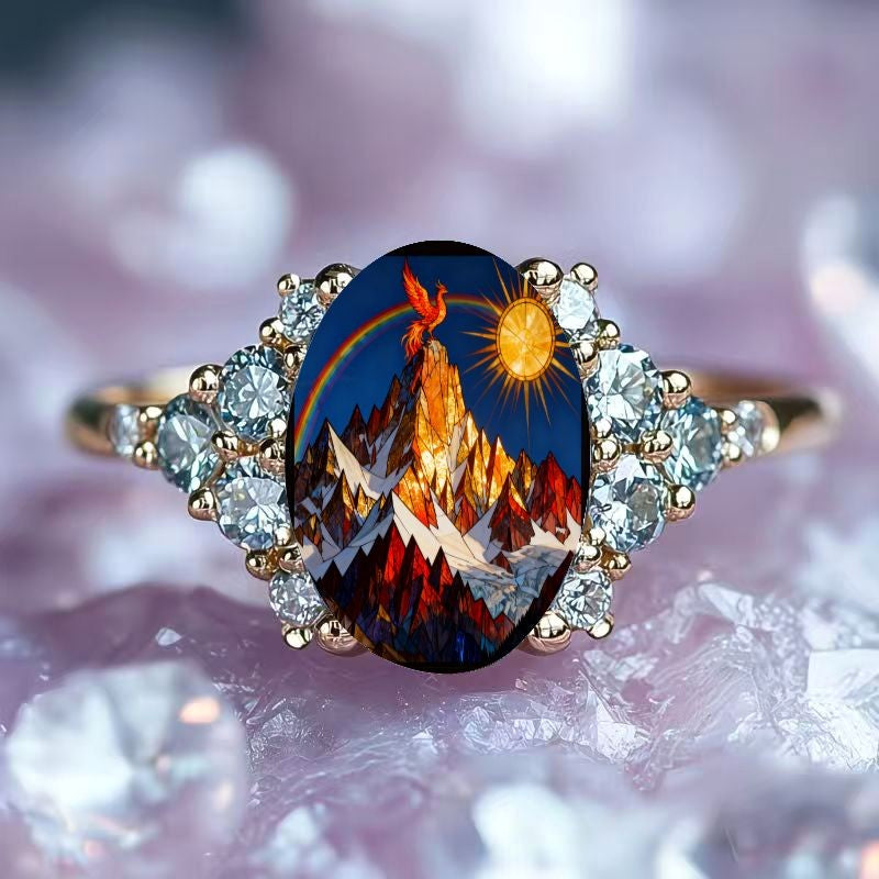 Mountain Sunrise Oval Ring