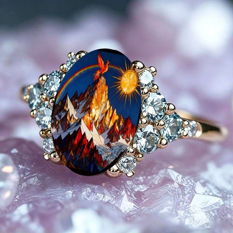 Mountain Sunrise Oval Ring