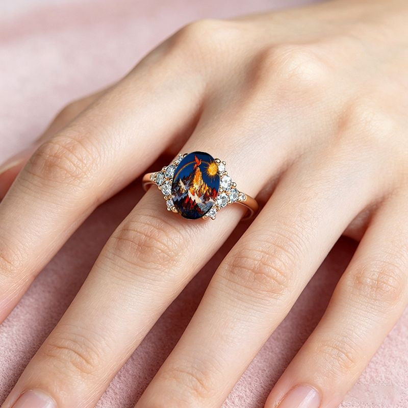 Mountain Sunrise Oval Ring