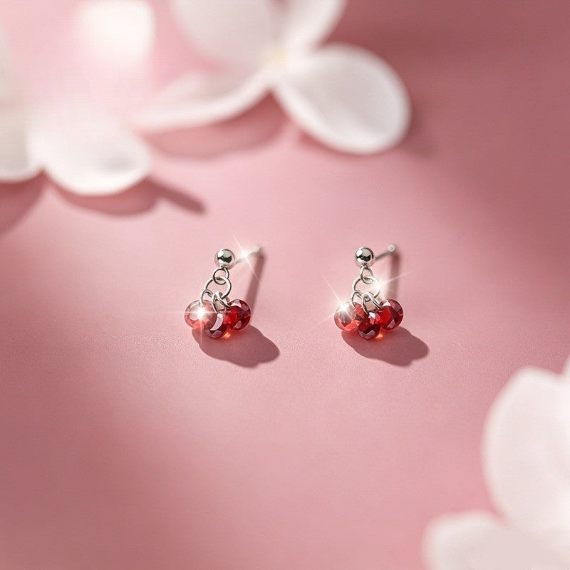Red Crystal Cluster Drop Earrings