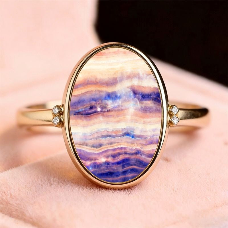Striped Oval Statement Ring