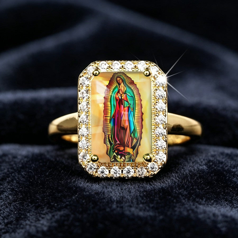 Colorful Virgin Mary Rectangular Ring
