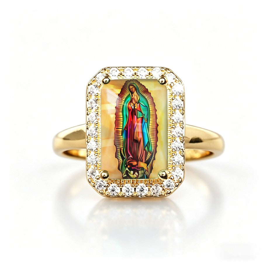 Colorful Virgin Mary Rectangular Ring