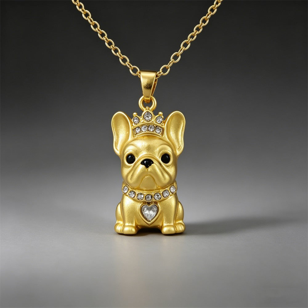 Crown French Bulldog Necklace
