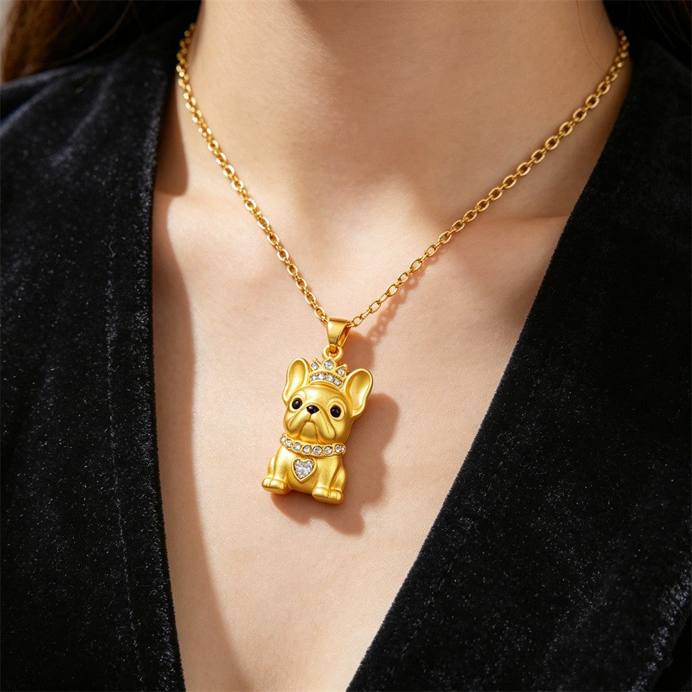 Crown French Bulldog Necklace
