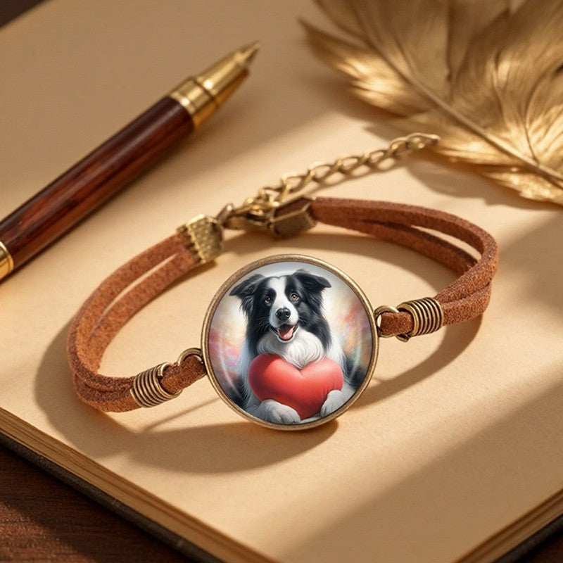 Border Collie Heart Bracelet