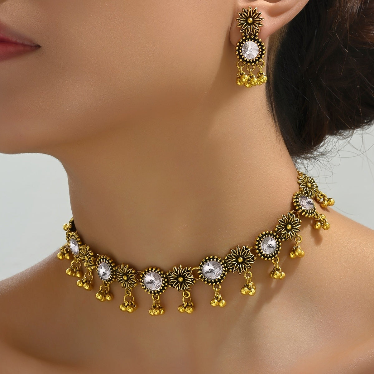 Colorful Floral Choker & Earring Set