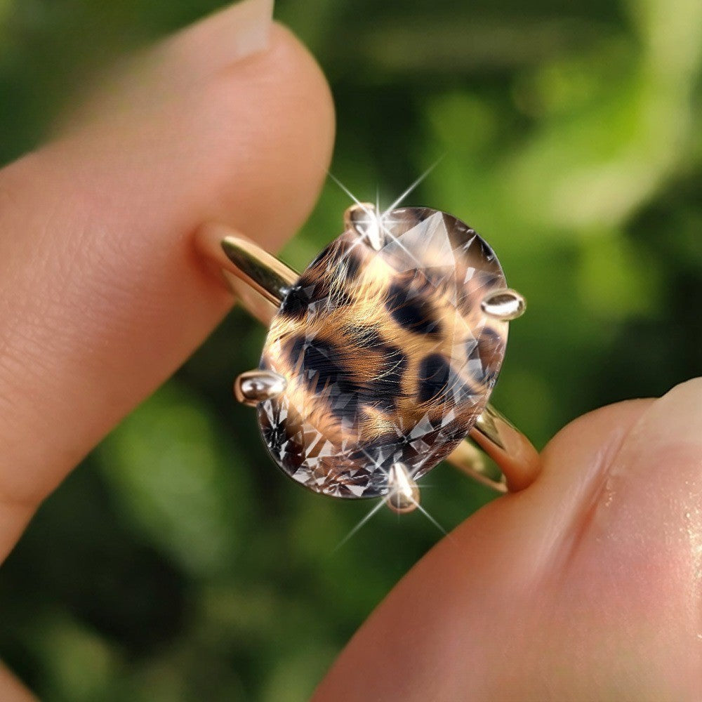 Vintage Leopard Print Oval Ring