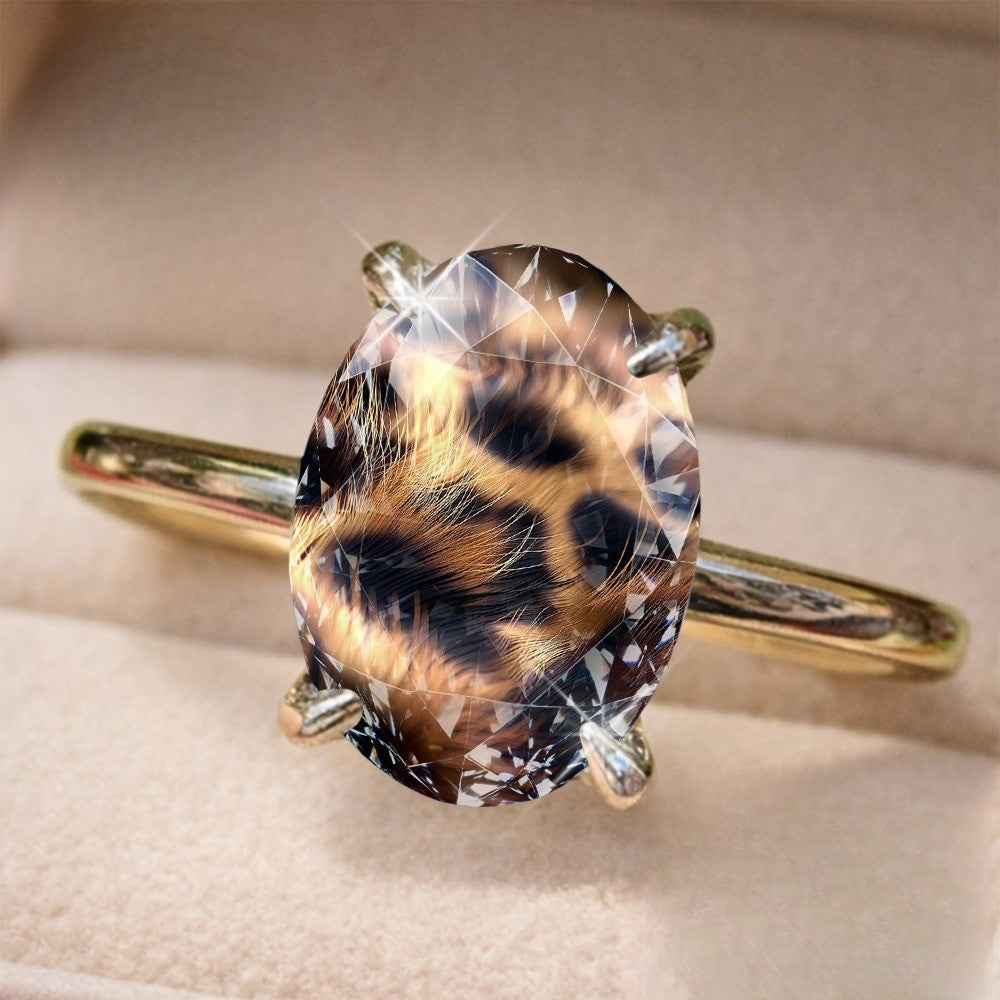 Vintage Leopard Print Oval Ring