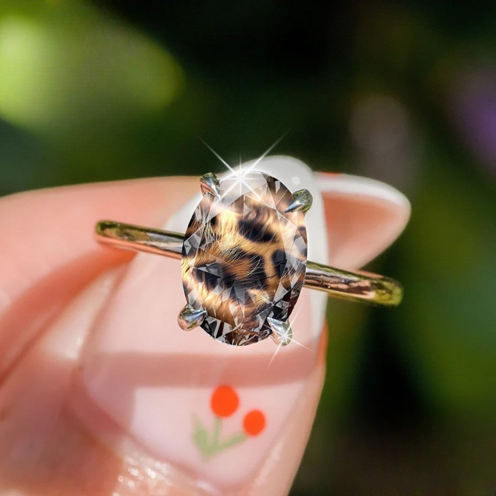 Vintage Leopard Print Oval Ring
