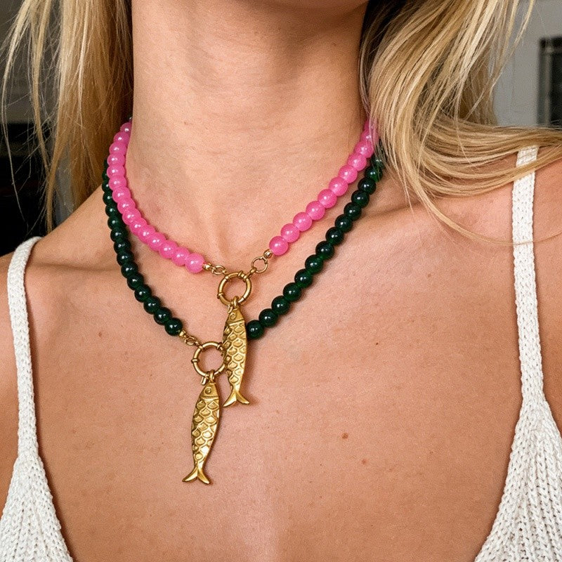 Fish Charm Bead Necklace