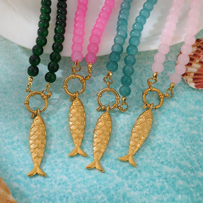 Fish Charm Bead Necklace