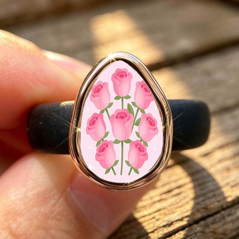 Pink Rose Teardrop Ring
