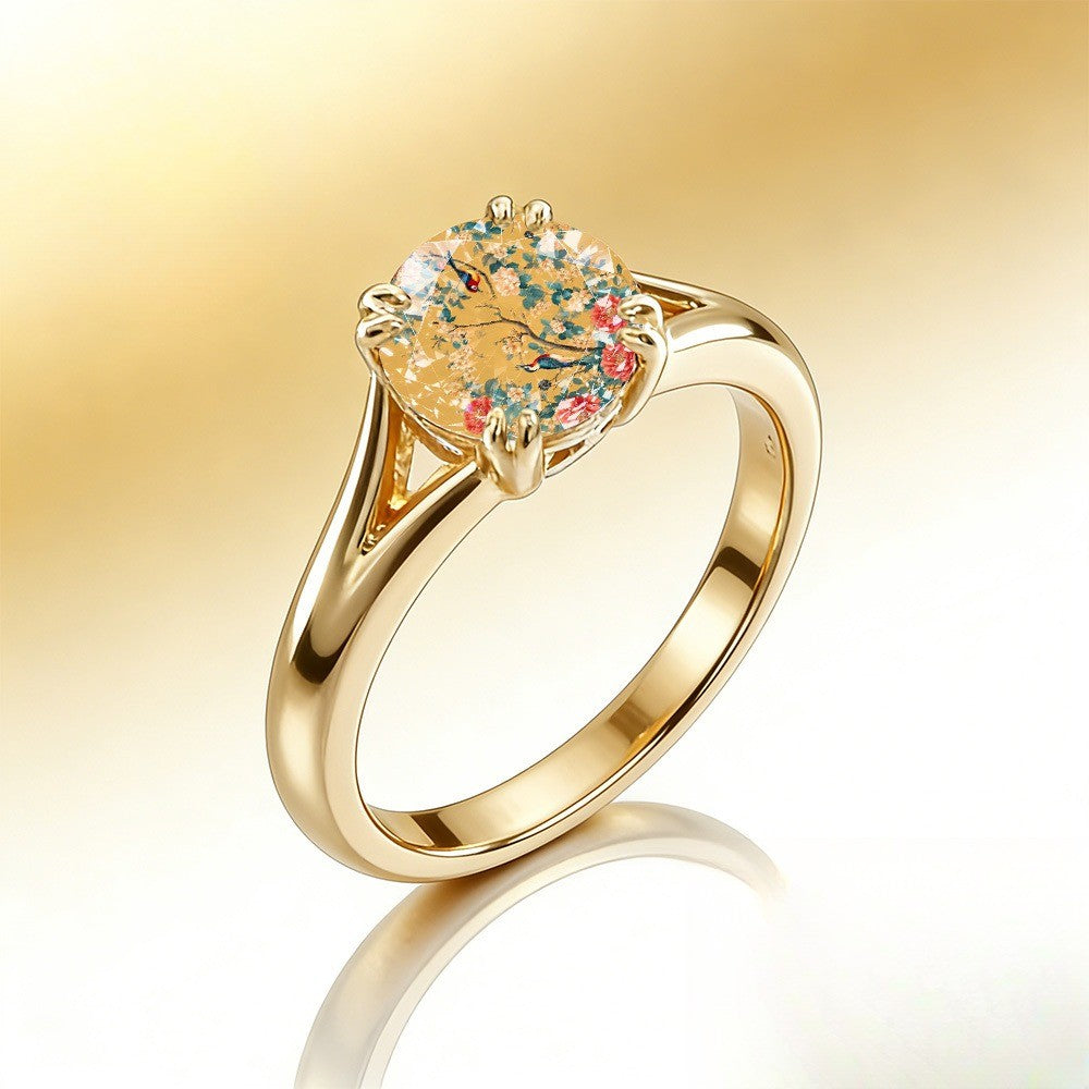 Yellow Floral Bird Ring