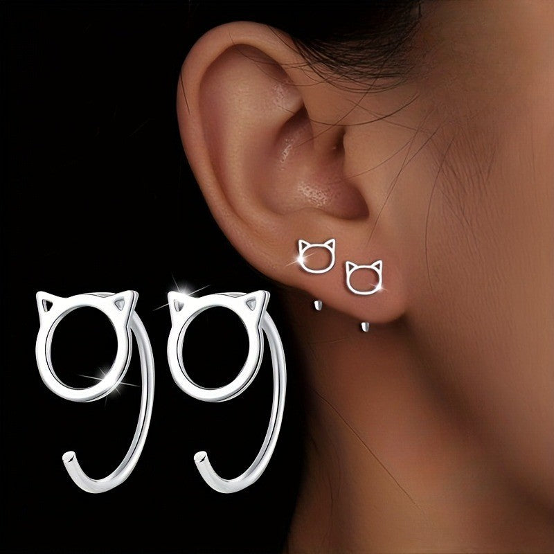 Cat Face Hook Earrings