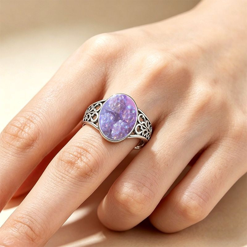 Purple Floral Filigree Ring