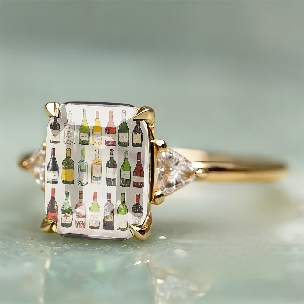 Wine Bottle Illustration Ring