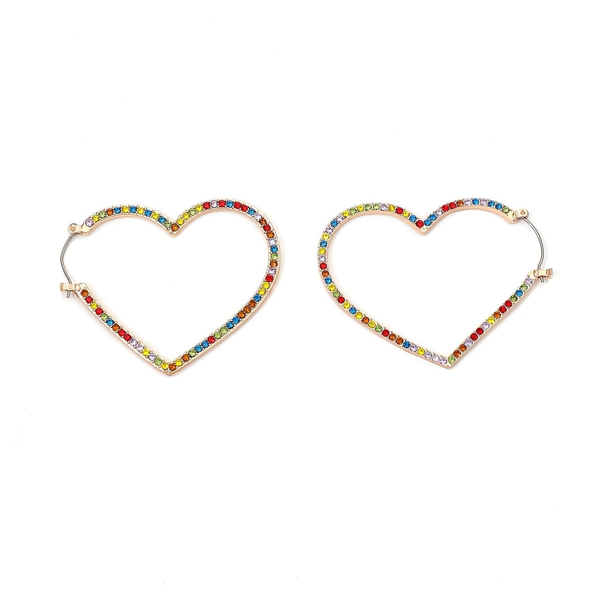Colorful Crystal Heart Hoop Earrings