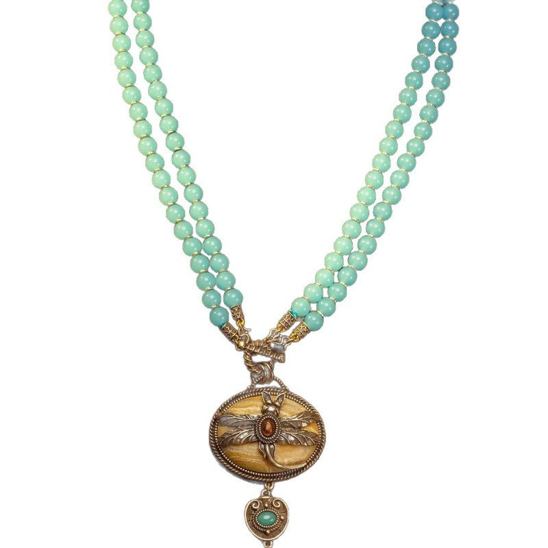 Dragonfly Agate & Turquoise Necklace