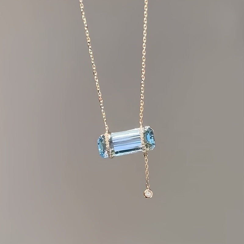 Blue Baguette Bar Necklace
