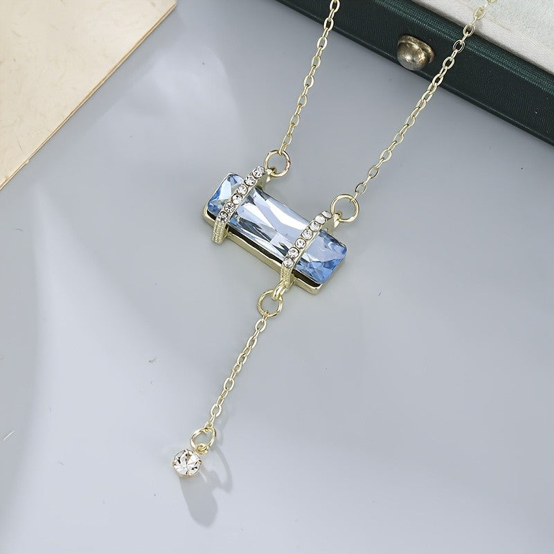 Blue Baguette Bar Necklace
