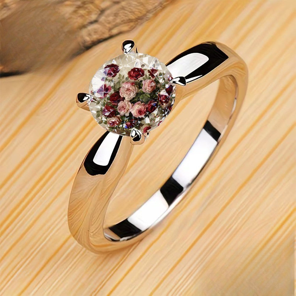Vintage Rose Bouquet Dome Ring