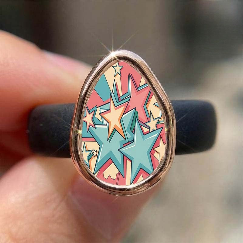 Colorful Star Teardrop Ring