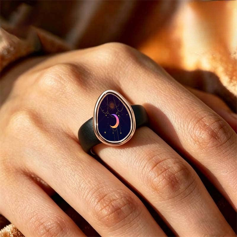 Celestial Sun & Moon Teardrop Ring