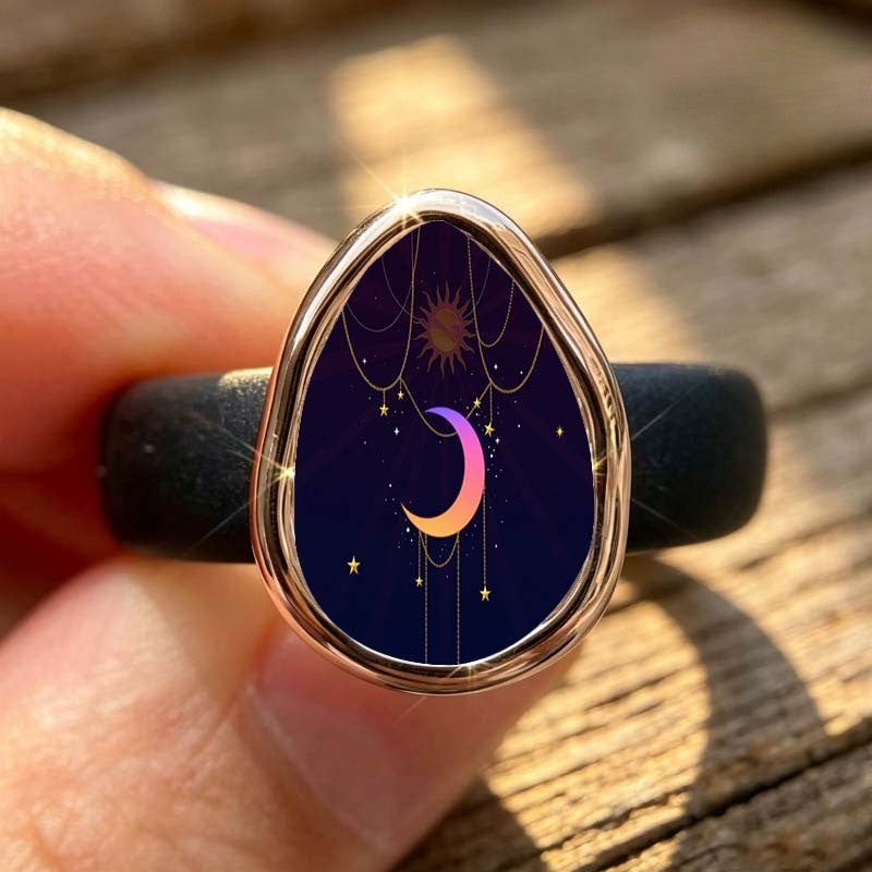 Celestial Sun & Moon Teardrop Ring