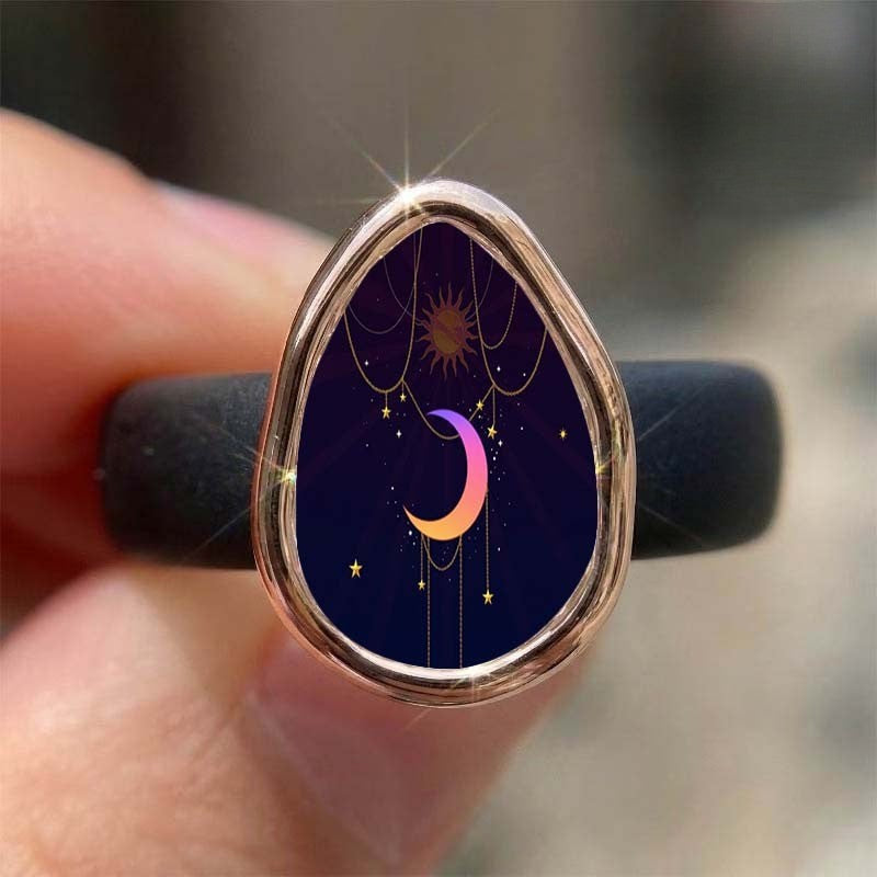 Celestial Sun & Moon Teardrop Ring