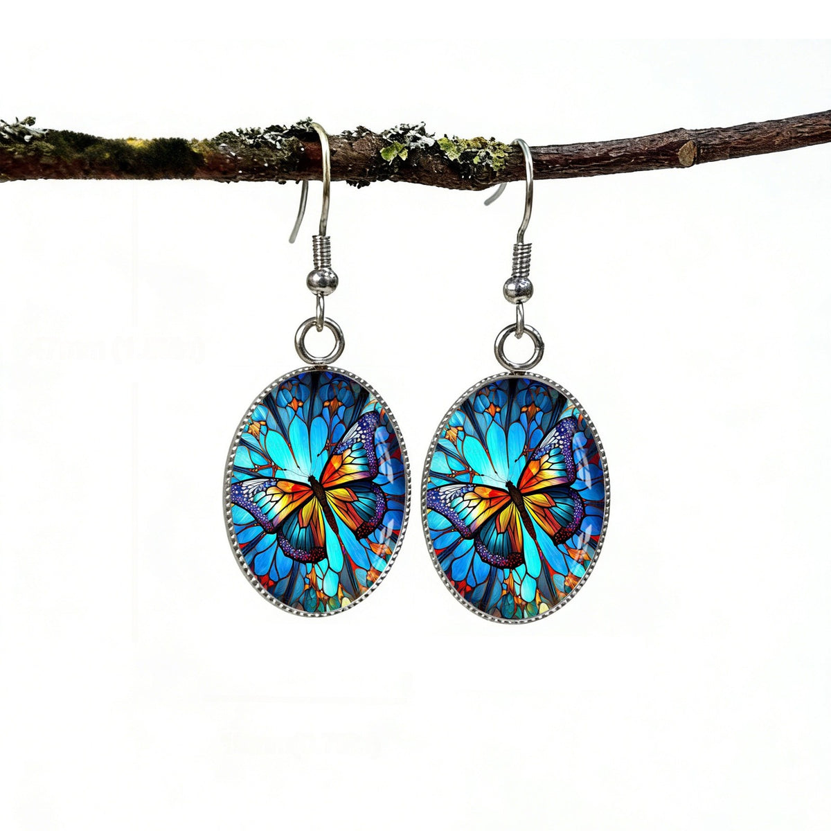 Mosaic Butterfly Oval Earrings