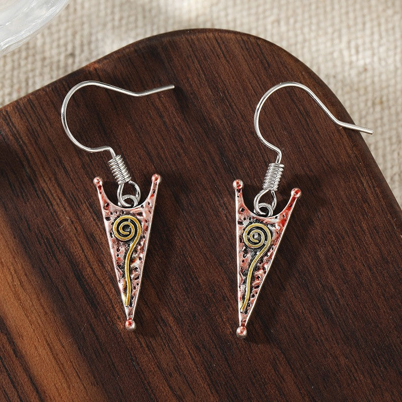 Hammered Triangle Spiral Drop Earrings