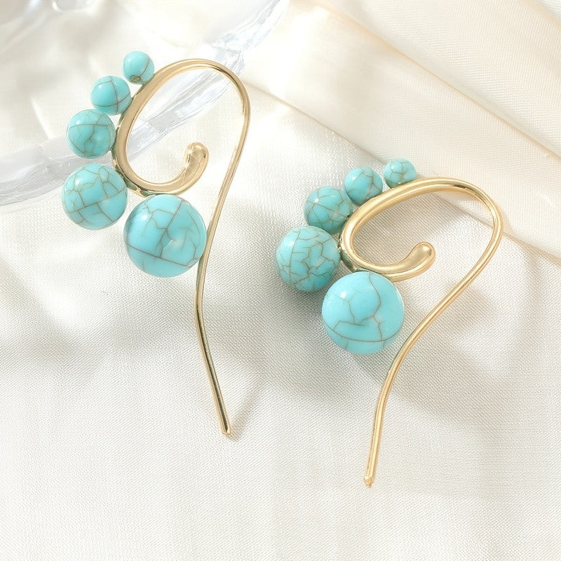 Graduated Turquoise Curved Hook Earrings