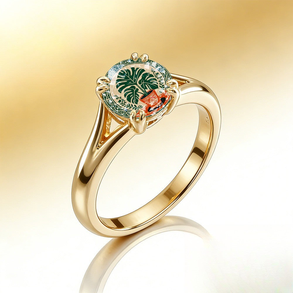 Green Leaf Potted Plant Ring