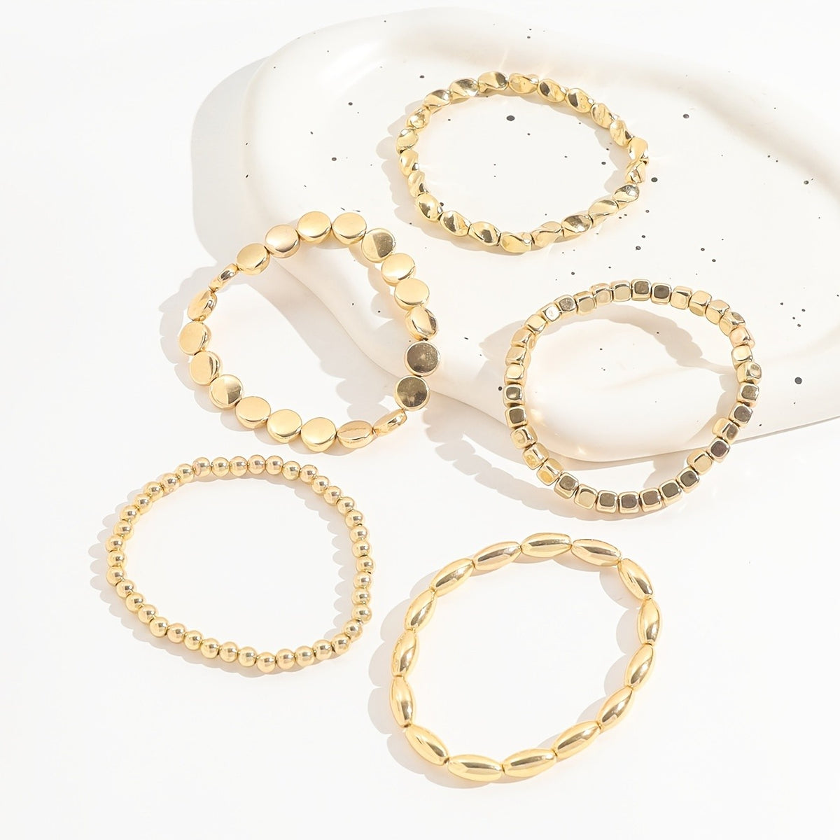 Mixed Geometric Bead Bracelet Set