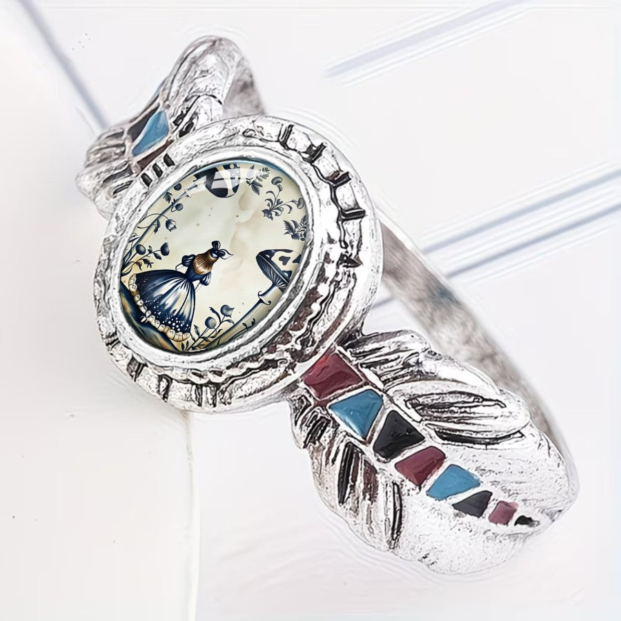 Mushroom & Feather Oval Ring