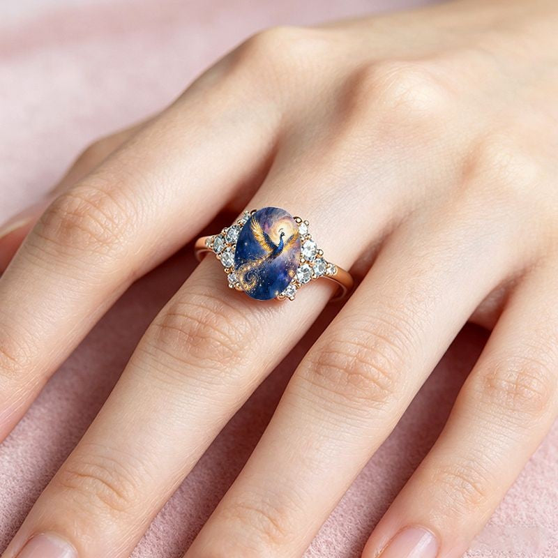 Celestial Phoenix Oval Ring