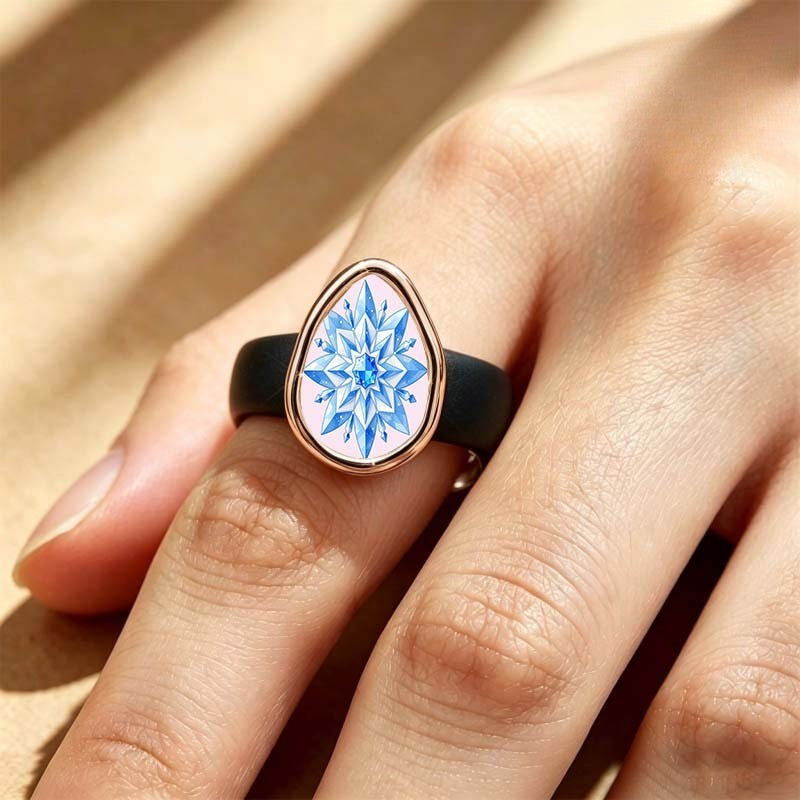 Blue Snowflake Statement Ring