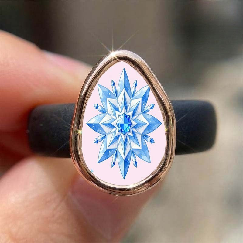 Blue Snowflake Statement Ring