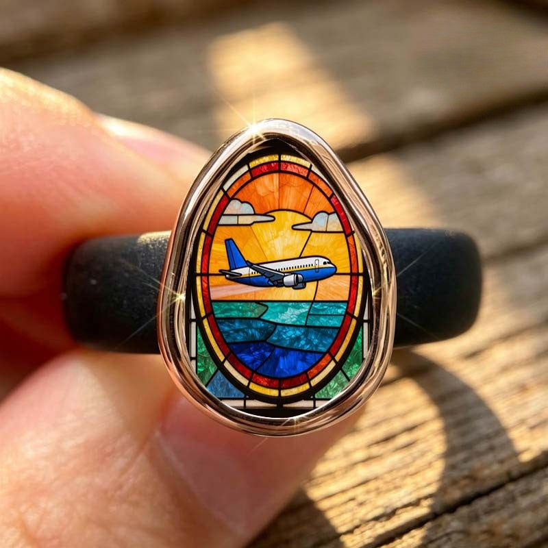 Airplane Window Stained Glass Ring