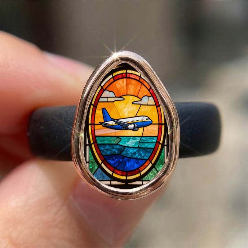 Airplane Window Stained Glass Ring