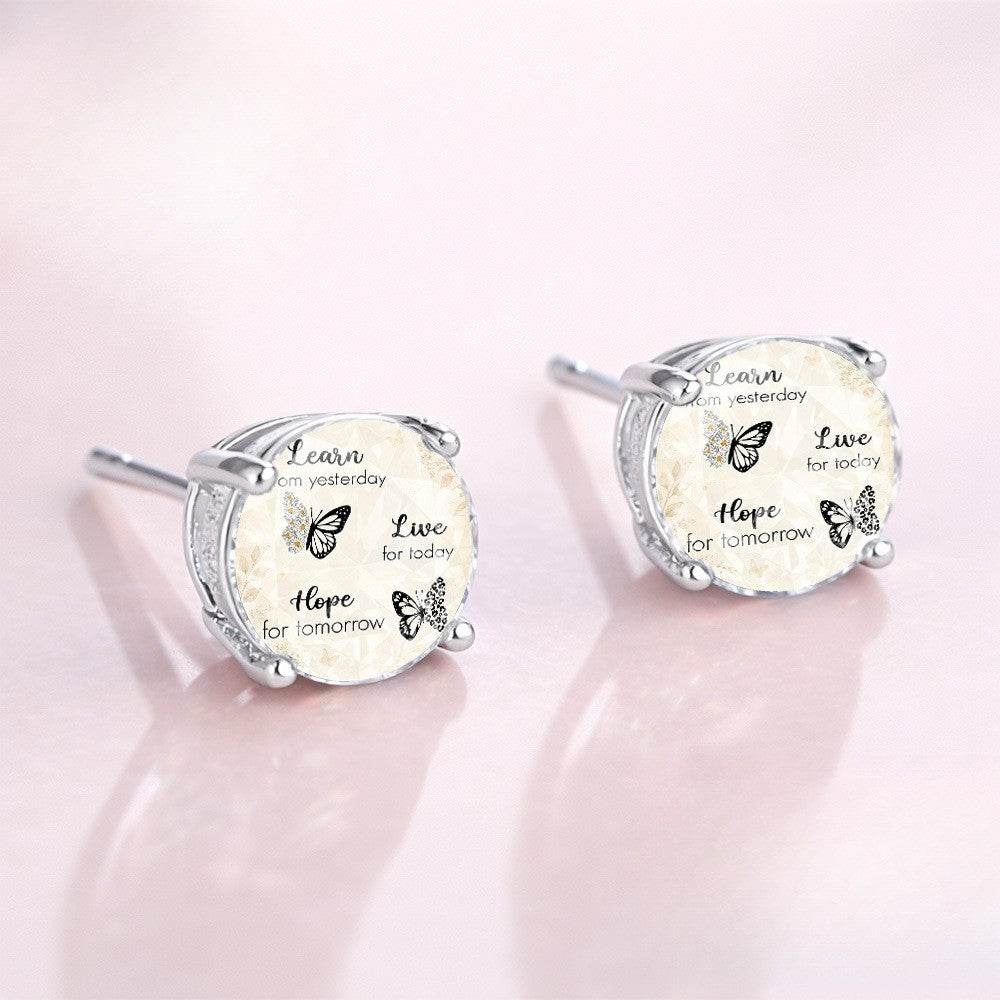 Learn Live Hope Glass Stud Earrings