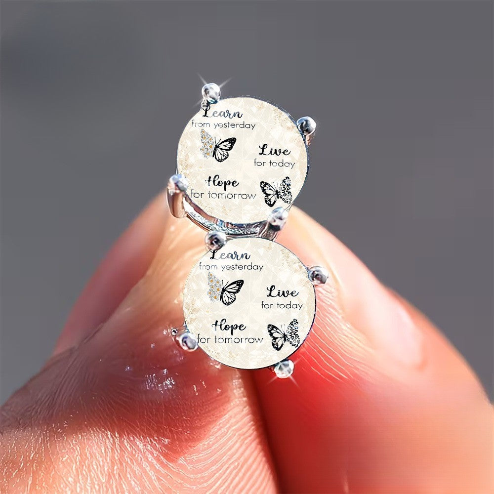 Learn Live Hope Glass Stud Earrings
