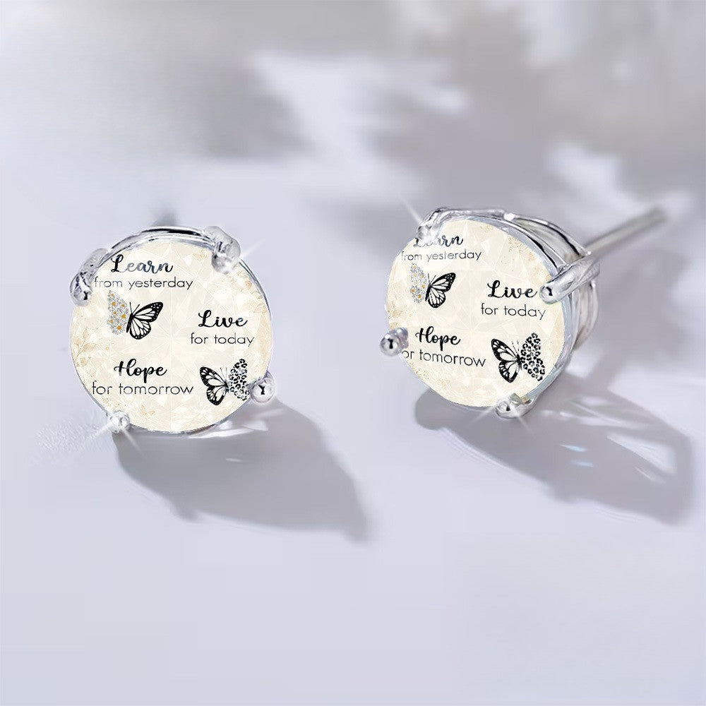 Learn Live Hope Glass Stud Earrings