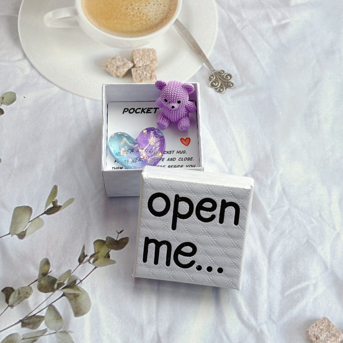 Purple Bear & Heart Pocket Hug Box