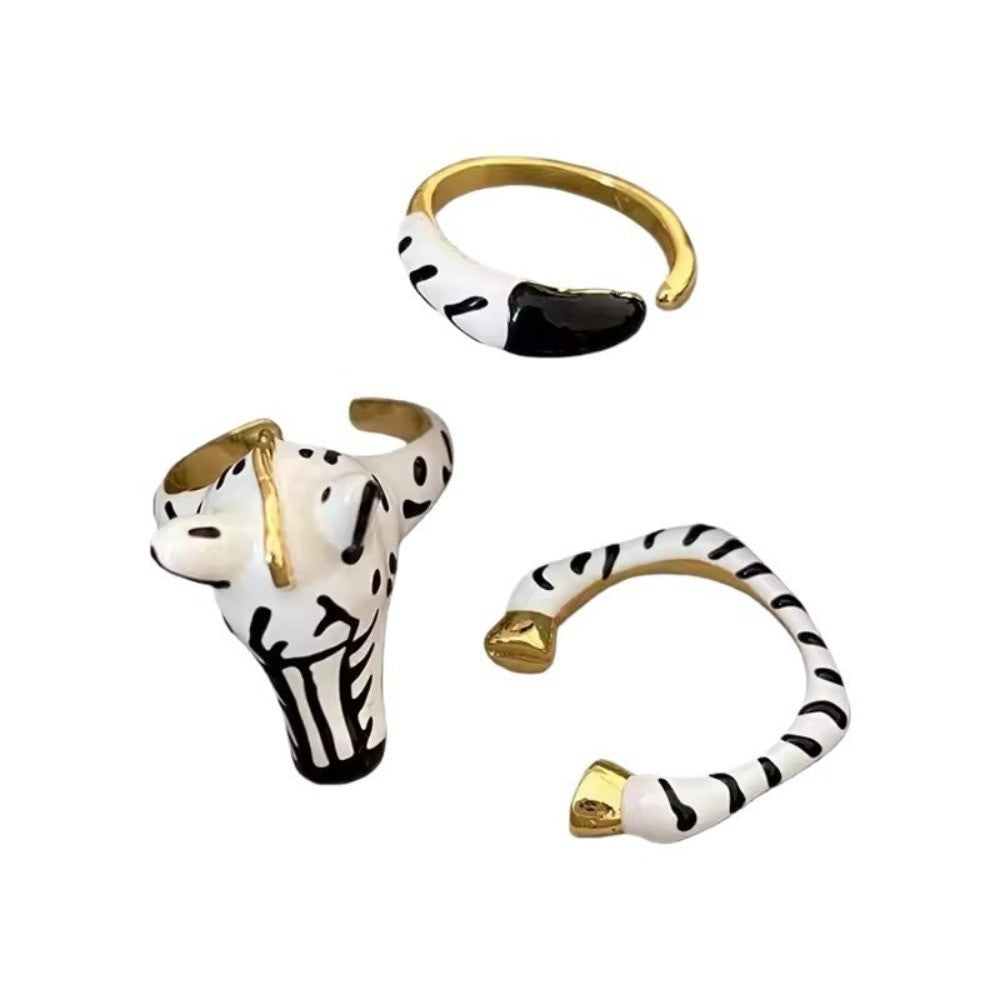 Zebra Enamel Ring Set