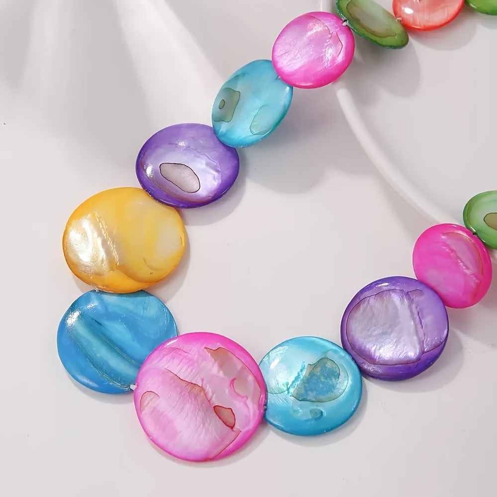 Multicolor Oval Disc Necklace