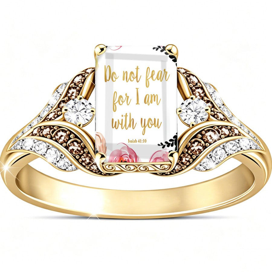 Scripture & Crystal Square Ring