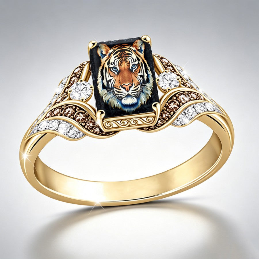 Tiger Square Statement Ring